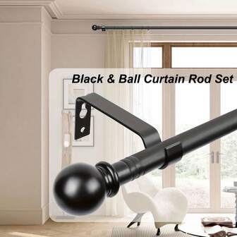 Curtain Rods For Windows 54-156 Inch, 5/8 Inch Decorative Shower Curtains Rods Set, Matte Black Splicing Single Window Curtain Rod With Brackets For Bathroom, Bedroom, Living Room, Outdoor Patio, Kitchen, Small Curtain Rod