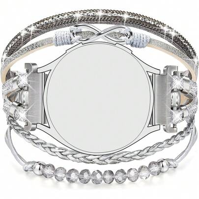 1 Pulseira De Relógio Feminina Com Contas Compatível Com Samsung Galaxy Watch 7/6/5/4/Active2 Classic (40/44 Mm), Watch 5 Pro (45 Mm), Watch 4 Classic (42/46 Mm), Watch 3 (41 Mm), Watch Active (40 Mm), Watch 42 Mm E Todas As Pulseiras De Relógio Inteligente Com 20 Mm De Largura (Somente Pulseira)