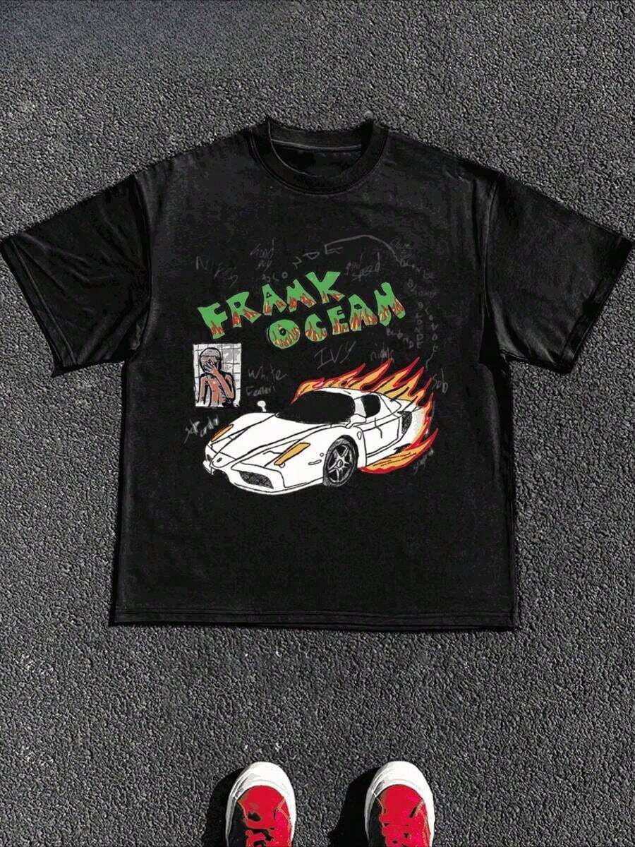 Frank Oceans Shirt Rap Tee Concert Merch Blonds Album Cover Graphic T-Shirt COTTON New Arrival Anime Clothes T Shirts For Men And Women - 黑4 - 查看 1