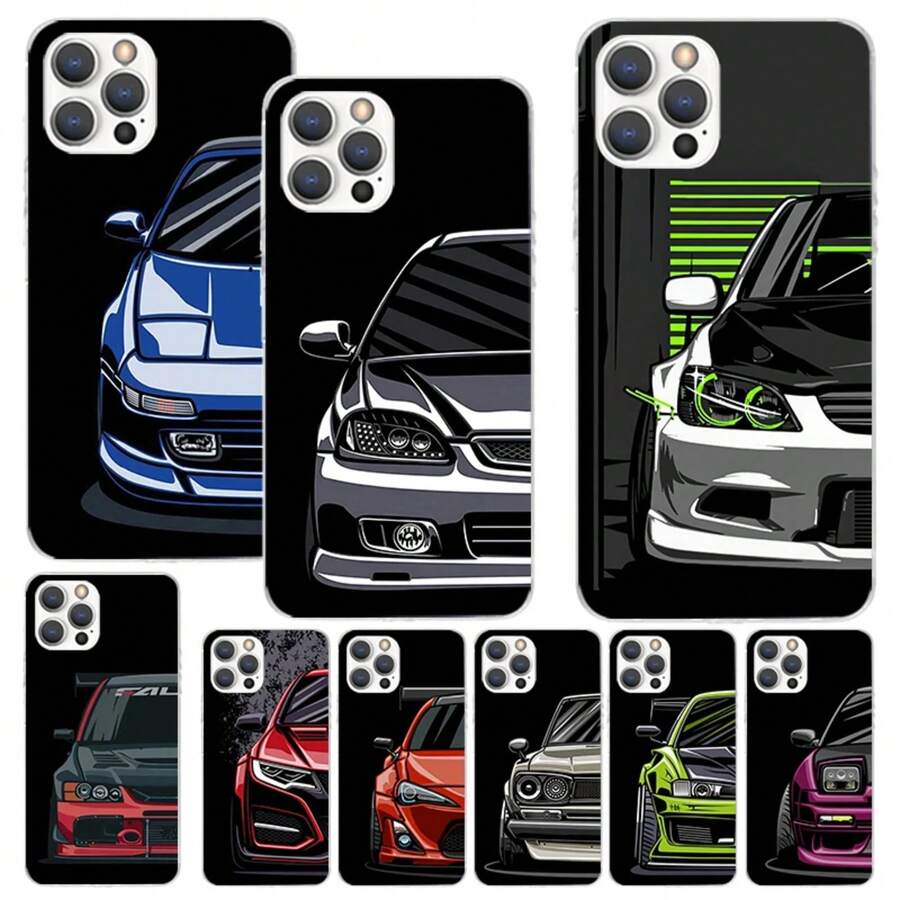 Funda de teléfono para hombres con diseño de coche deportivo JDM Tokyo Drift compatible con 17 16 15 14 13 12 11 Pro Max Mini Plus Air 7 SE 8, funda de silicona suave con impresión, compatible con funda de 17 pro max, funda de 17 pro, funda de 17, funda de 16 pro max - KK542-5 - Ver 1