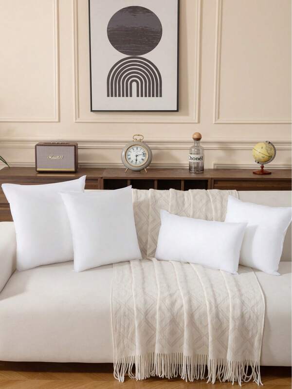 1pc/2pcs White Pillow Insert, Cushions,Non-Woven European-Style Cushion Insert, Square Sofa Back Cushion Insert, Suitable For Living Room Sofas, Bedroom Headboard Decoration, Car Seats, And Christmas Decorations.