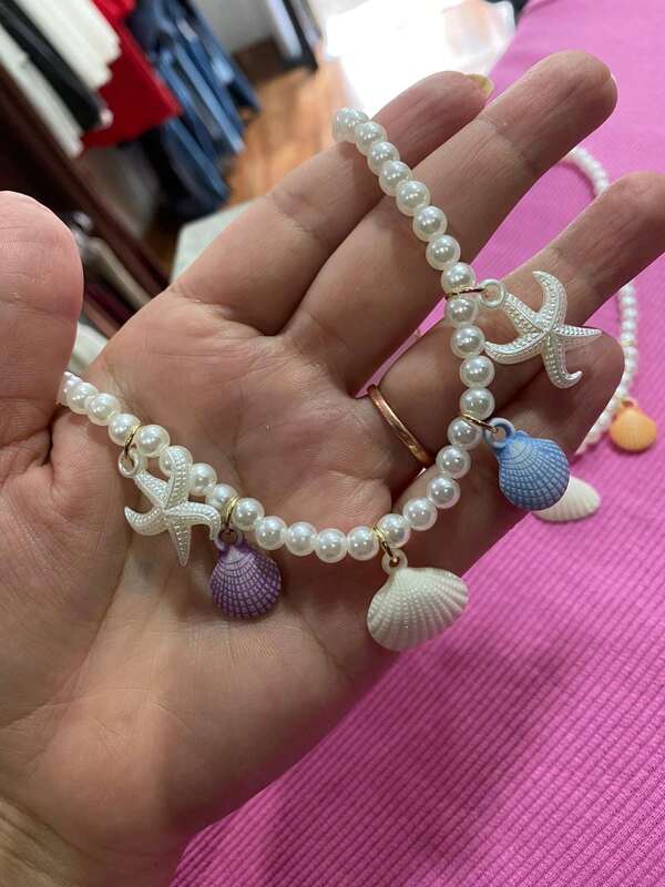 Choker / Gargantilha / Colar de Miçangas Verão Praiano com Estrelas do Mar Concha