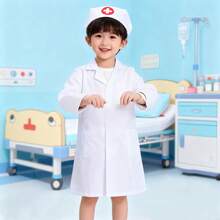 1 套儿童医生角色扮演服装，适合男孩女孩幼儿园学生的职业体验服装，家庭角色扮演游戏，亲子互动，万圣节表演，圣诞礼物 - 彩色 - 查看 2