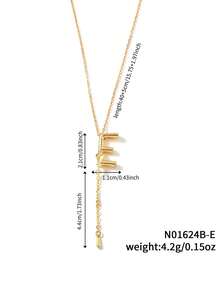 1pc Fashionable Versatile Simple Copper Zirconia Letter Necklace - Yellow Gold - View 20