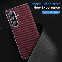 غطاء حماية هاتف بتصميم بدون غطاء أمامي، مقاوم للصدمات بالكامل، تصميم بسيط وفاخر، بنسيج ألياف الكربون وتصميم ألوان متباينة، إطار مطلي بالكهرباء، حالة حماية مفصلية، مناسب ل- Z Fold4/Fold5/Fold6/Fold7