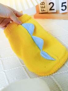 1 pièce Vêtements pour animaux de compagnie, Vêtements pour chiens/chats de petite taille, Tenue mignonne et heureuse pour chiots/chatons, Chandail de dinosaure chaud et confortable - Jaune - Jaune citron - Voir 11