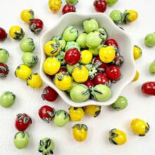 12mm Multi-Color Small Tomato Beads, Fruit Beads, Tomato Glass Beads, DIY Jewelry Making Supplies For Earrings, Bracelets, Necklaces