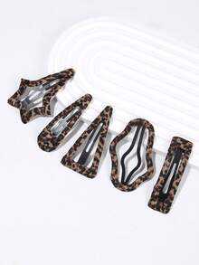 5 szt. wielostylowych spinek do włosów w stylu vintage z nadrukiem w panterkę, wysokiej jakości bezszwowe grzywki i spinki boczne, odpowiednie na wyjścia, sport, imprezy, święta, idealny praktyczny prezent na Walentynki, Święto Dziękczynienia, rocznicę, Wielkanoc, Dzień Matki, urodziny, akcesoria do włosów dla kobiet, akcesoria do włosów, spinki do włosów, spinki do włosów - Lekka kawa - Zobacz 3