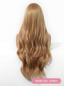 Ava WIGS 30英寸长波浪卷假发，带刘海，耐热，无蕾丝，适合女性。黑红混色长波浪卷假发，日常派对角色扮演多色假发，万圣节礼物，女士之选。 - 金色 - 查看 6