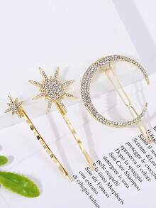 6pcs/3pcs/2pcs/1pc Vintage Stylish Minimalist Faux Pearl & Crystal Star Moon Hair Clips, Suitable For Hair Pins, Headbands, School Supplies Or Faux Pearl Hair Accessories, Side Bangs Clips For Daily, Outdoor, Commute, Party, Travel, Date, Music Festival