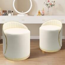 Silla de aseo Taburete de aseo Taburete de aseo Taburete moderno Taburete con respaldo Taburete de asiento de aseo Silla de maquillaje Taburete de silla de maquillaje Taburete de maquillaje - Blanco - Ver 1