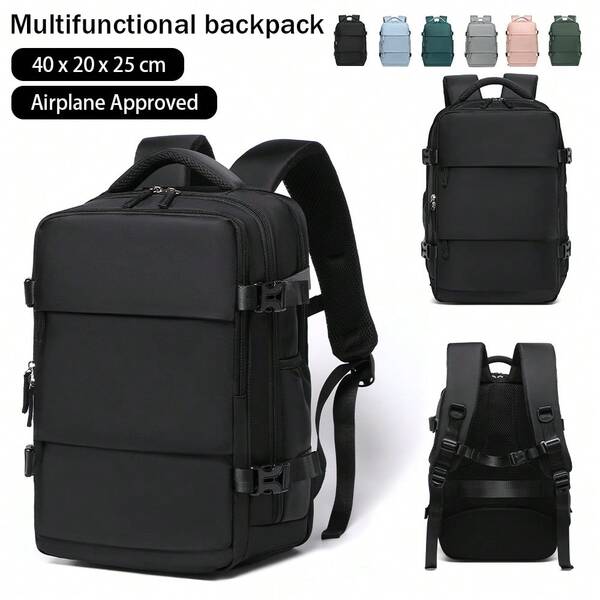 Certified Travel Backpack For Women - Separate Shoe Compartment & 180° Opening Design, 40x25x20 Laptop Sleeve, Durable Nylon Material, Adjustable Shoulder Straps, Suitable For Hiking & Commuting - Multiple Colors Available, Fashionable Zipper Closure, Multipurpose Backpack Travel Bag Luggage Bag For Travel For Business For Vacation Holiday Large Capacity Portable Multifunction Travel Duffel Bag Unisex Weekender Bags