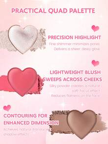 1pc Face Blush & Highlighter Palette, Face Brightening & Contouring Highlighter, Waterproof & Sweat-Proof, Natural Matte Blush & Highlighter Palette - Multicolor - View 8