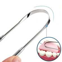 1/2/6pcs Stainless Steel Tongue Cleaning Tongue Scraper Reusable Tongue Coating Cleaning Scraper Silvery U Shaped Tongue - Silver - View 1
