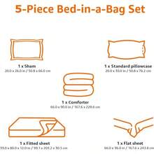 Basics 5Piece Lightweight Microfiber BedInABag Comforter Bedding Set Twin Twin XL Gray Leaf - GreyLeaf - Xem 7