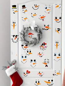 15/6 pièces Ensemble d'autocollants décoratifs avec expressions de bonhomme de neige pour Noël, décalcomanies statiques pour fenêtres, autocollants de fenêtre de Noël mignons et amusants avec expressions de bonhomme de neige, autocollants de décoration de maison pour Noël, convient pour la décoration de la maison, la décoration de fenêtre de Noël, les décalcomanies de vitrine, les autocollants de fenêtre DIY pour les décorations de Noël, la décoration de la pièce, la décoration murale, les autocollants muraux, les décorations de Noël pour la maison