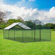 20 X 10 Ft Large Metal Chicken Cage, Walk-In Poultry Cage Chicken Hen Run House With Waterproof Cover, Rabbits Cats Dogs Farm Pen For Outdoor Backyard Farm Garden  6*3*2m - 黑色 - 查看 2