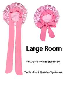 1件装丝缎系带睡帽，黑色，头巾，适合自然发型女性，可作睡帽或睡眠帽使用。 - 多色 - 查看 9