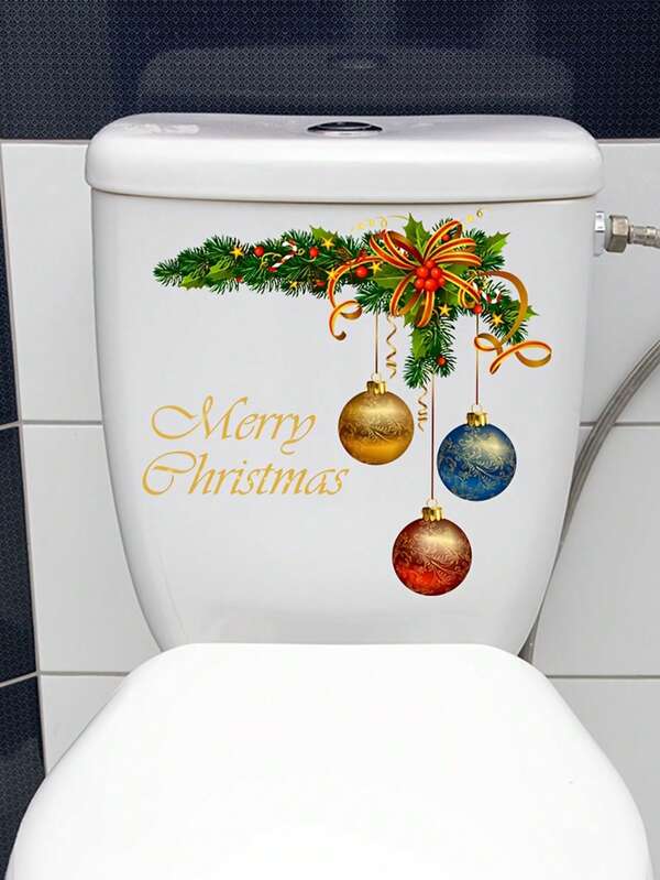 1 szt. Naklejka na deskę sedesową z motywem piłki i sloganu, świąteczna naklejka na toaletę z PVC, samoprzylepna naklejka ścienna, naklejka winylowa 7,87*8,27 cala/11,8*11,8 cala do dekoracji domu, łazienki, sypialni, jadalni, gabinetu, okien, dekoracji ściennych, wejścia, stwórz świąteczną atmosferę, spraw, aby dekoracja domu była ciekawsza, dekoracje świąteczne, wystrój pokoju domowego
