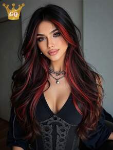 Halloween Wig Long Red Wig For Women 24 Inch Natural Curly Hair Wig Red Mixed Color Christmas Wig Synthetic Wig Cosplay Christmas Halloween Wear - 間色 - 查看 12
