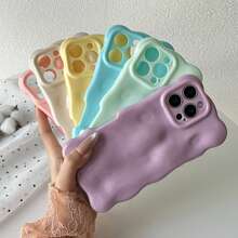 粉彩糖果色软壳 – 3D 立方体设计，搭配立体波浪纹理，防摔轻巧，兼容 - 黃色 - 查看 6