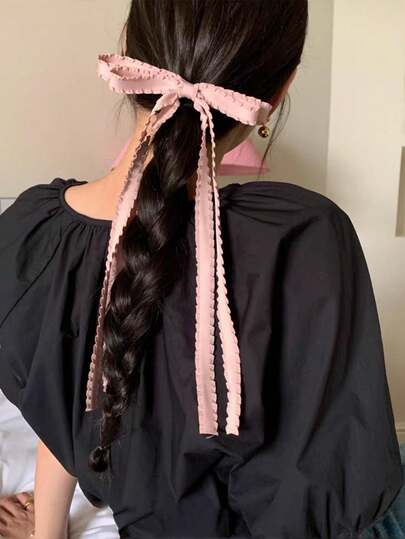 1 件韩式蝴蝶结发夹（女式）全新设计，带后弹簧夹，优雅日常发饰，适合约会、爪夹、发夹、发夹