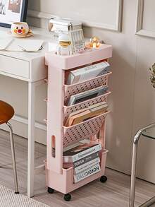 5-Tier Mobile Bookshelf - With 360° Swivel Casters, Easy Assembly, Sturdy Load-Bearing Structure, Space-Saving Vertical Organizer - Suitable For Classrooms, Homes, Offices, Libraries - Can Hold Books, Supplies, Decor