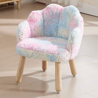  Chairus Kids Armchair Faux Fur Single Accent Chair For Bedroom Upholstered Toddler Sofa Chair With Wood Legs