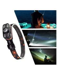 1pc Smart Sensor Headlamp, USB Rechargeable, Infrared Sensor With Pulsing Control, Bright LED Headlight With Red & White Dual Light Sources, 6 Brightness Levels. Essential For Outdoor Night Fishing And Running. - 1pc - View 9