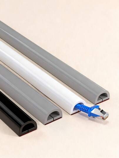 2/4m Soft Cable Duct, Curved PVC Wire Channel Anti-Stepping Ground Cable Duct, Self-Adhesive Plastic Cable Duct, Fixed Decoration, Flame Retardant Flexible Wire Hider With Strong Adhesive Backing, 2M/4M Cable Management Cover For Wall And Floor Wire Protection, Easy To Install Insulation Protector