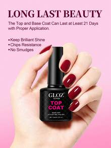 GLOZ High Gloss Long-Lasting Shine Top Coat, Suitable For Clear Gel Polish And Acrylic Nails, For Home DIY And Nail Salon Use, No Wipe Needed - 無色 - 查看 5