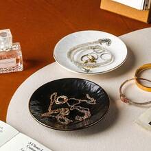 Ceramic Jewelry Tray Ring Dish Ring Holder For Jewelry Key Tray For Home Decor Birthday Christmas Gifts For Women  Black - màu đen - Xem 4
