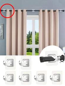 Self-Adhesive Curtain Rod, Adjustable Curtain Rod Hooks, No Nails Needed, Suitable For Bathroom, Kitchen, Hotel - Multicolor - View 1