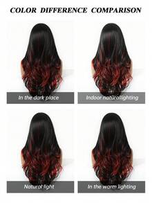 Halloween Wig Long Red Wig For Women 24 Inch Natural Curly Hair Wig Red Mixed Color Christmas Wig Synthetic Wig Cosplay Christmas Halloween Wear - 間色 - 查看 6
