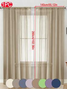 1件纯色薄纱窗帘，现代风格，轻盈透气，保护隐私，适用于卧室、书房、客厅、阳台等场所。100%涤纶薄纱面料，透明轻薄，适用于客厅、阳台及其他窗户装饰，提升房间格调。 - 彩色 - 查看 86