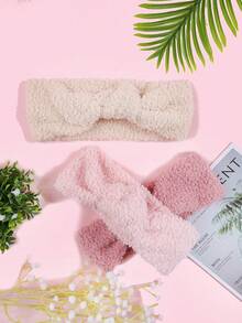 8pcs Candy Color Thick Winter Warm Headbands, Children Bow Knot Wide Headbands, Cute Holiday Girls Hair Scrunchies, Baby Hair Accessories, Essential For Shower