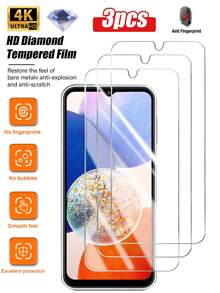 3pcs High Definition Tempered Glass Screen Protector, Anti-Scratch, Rounded Edges, Anti-Drop, Shatter-Resistant, Compatible With Samsung Galaxy A13/A14 5G/A23/A34/A54/S24 FE/A54A35/A15/A05s/S23 Fe/S24FE/A06/A36/A56/A26