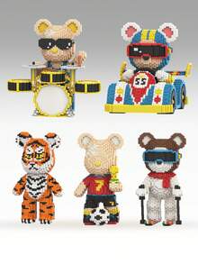 3680-7000 件 DIY 迷你积木模型，组装拼图，万圣节熊系列，优质材料，带砖锤，创意玩具，缓解压力，适合作为情人节、生日、节日礼物、圣诞节礼物 - 彩色 - 查看 1