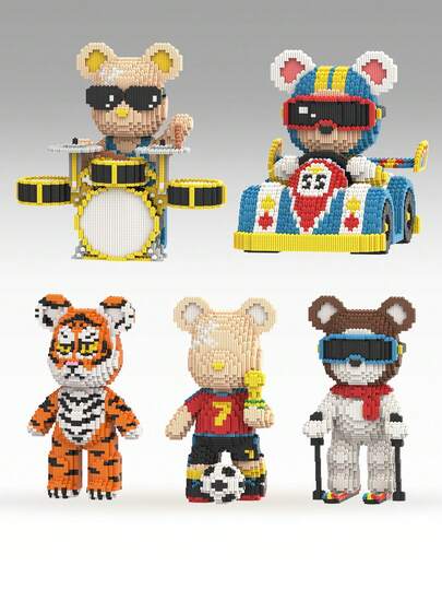 3680-7000 件 DIY 迷你积木模型，组装拼图，万圣节熊系列，优质材料，带砖锤，创意玩具，缓解压力，适合作为情人节、生日、节日礼物、圣诞节礼物