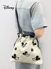 Pattern Drawstring Shoulder Bag, Handheld Tote Bag, Suitable For Travel, Shopping, Commuting, Daily Matching, And Party Occasions