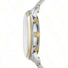 Fossil Reloj de cuarzo para  inoxidable con tres manecillas, caja de acero inoxidable/cristal resistente a los arañazos FS5474/FS5525/FS5384/FS5706 - Plata + Oro - Ver 3