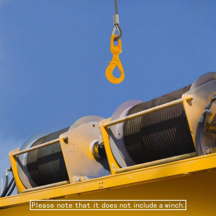 50ft Wire Rope, Stainless Steel Wire Rope Cable With Swivel Hook And Self Locking Hook For Winch Operations, Lifting, Rigging, Towing (Yellow) - Yellow - View 1