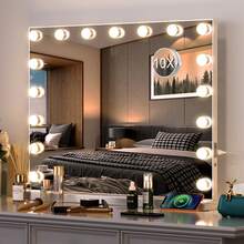 80x60cm Large Makeup Mirror Vanity Light Mirror 17 Dimmable LED Bulbs - White - View 2