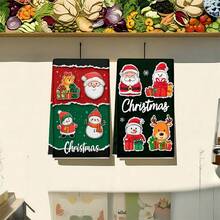 2 piezas/100 piezas Paños de cocina y paños de platos con estampado de temática navideña, adecuados para decoración de interiores en restaurantes, cocinas, baños, decoración de fiestas y regalos navideños. Pueden ser entregados como regalos de Navidad.