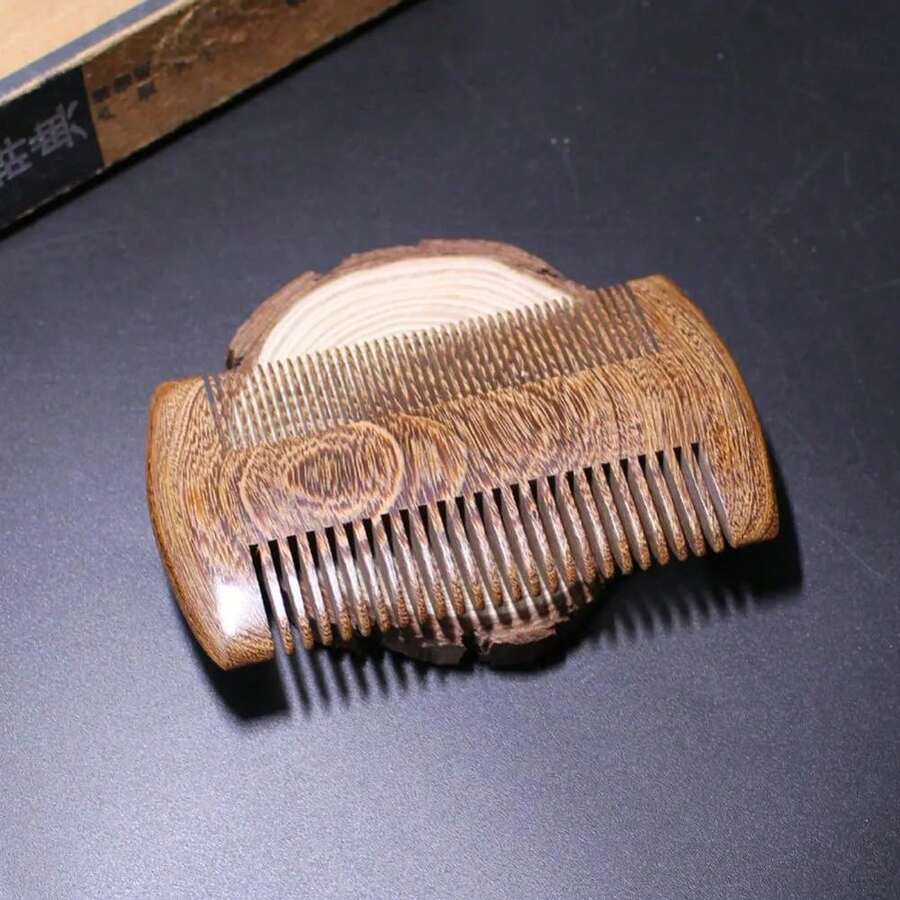 Handcrafted Natural Wood Combs Beard And Hair, Featuring Fine And Wide Teeth, Made From Green Sandalwood Both Men And Women. - Variant 1 - View 1
