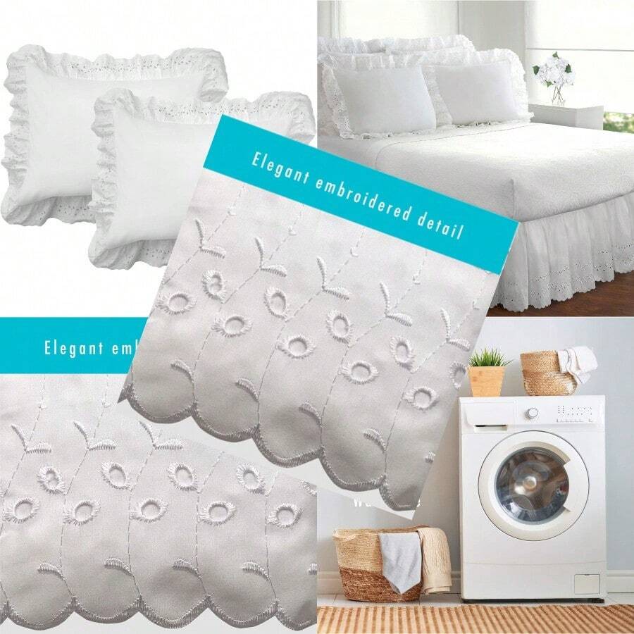 Bedding Eyelet Ruffled Pillow 2 Pack Sham Standard