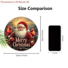 Christmas Cardinal Wooden Wreath Sign, Hanging Santa Claus Holiday Decoration, Festive Front Door Wall Decor With Seasonal Greetings, Durable Wood Material With Traditional Design For Yuletide Cheer