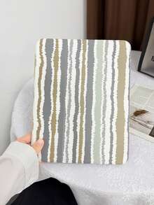 1pc Transparent Pencil Slot 3-Fold Gray Fuzzy Striped Painted Flat Protective Case, Built-In Pencil Slot, 3-Fold Stand, TPU Soft Edge Anti-Fall Wear-Resistant, Magnetic Sleep/Wake, Minimalist/Creative/Personalized/Fun/Cute/Niche IPad 3-Fold Tablet Case With Pencil Slot