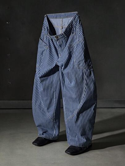 男士梭织休闲宽松直筒纯色长裤，年轻日常风格