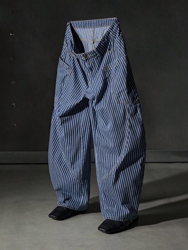 Men's Woven Casual Loose Straight Leg Solid Color Pants, Young Daily Style